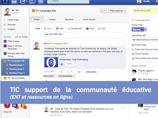 +
TIC support de la communauté éducative
(ENT et ressources en ligne)
 