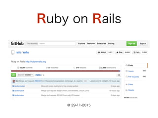 Ruby on Rails
@ 29-11-2015
 