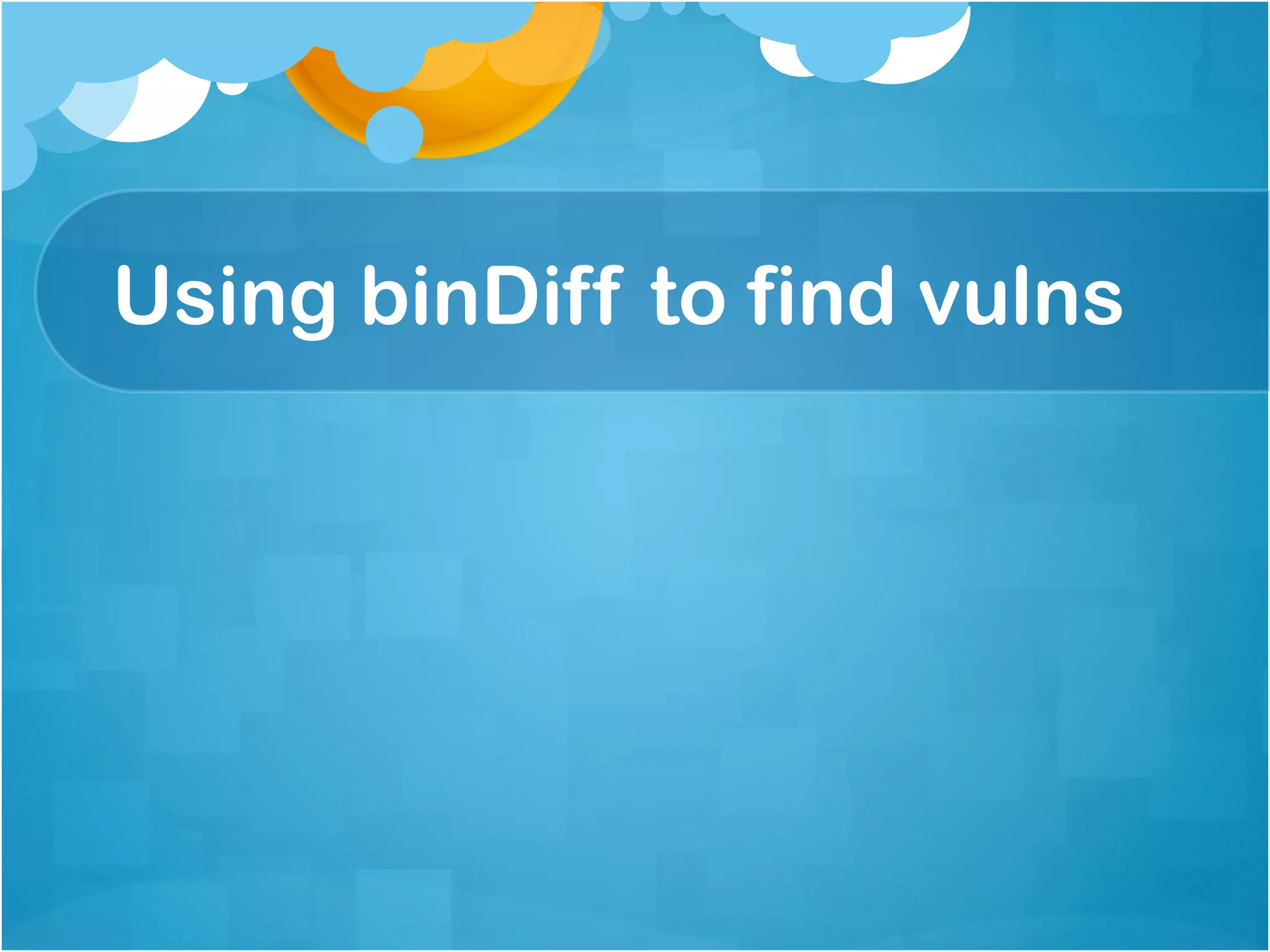 Using binDiff to find vulns
 