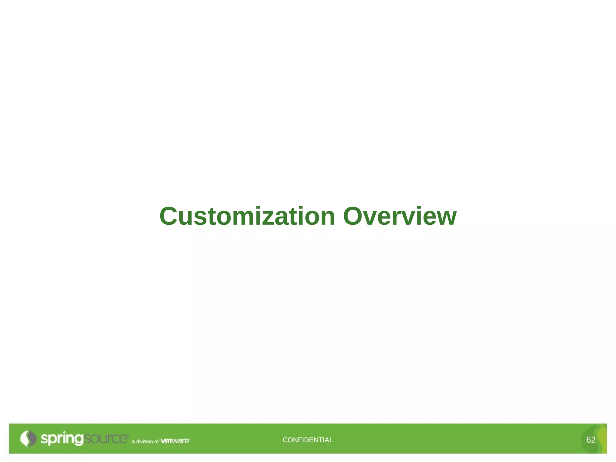 Customization Overview CONFIDENTIAL 62 
