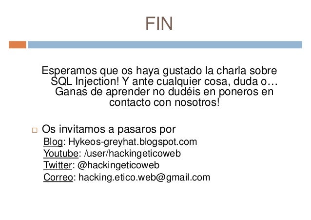 Hacking \u00e9tico en aplicaciones web [SQL Injection]