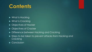 Hacking vs cracking | PPTX | Home Security | Home & Garden