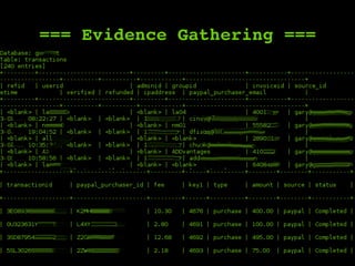=== Evidence Gathering ===
Get relevant, legible screenshots
of the vulnerability.
 