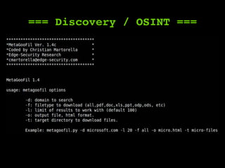=== Discovery / OSINT ===
 