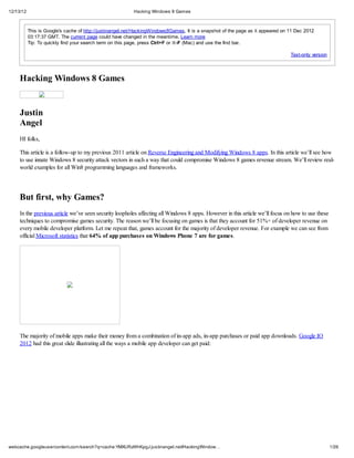 Hacking windows 8 games