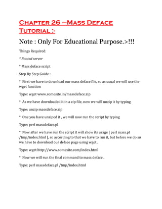 Deface Notes Hacking with experts (by anurag dwivedi) | PDF
