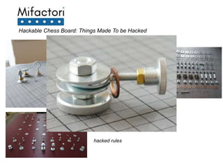 Hackable Chess Board: Things Made To be Hacked
hacked figures,
hacked rules
 