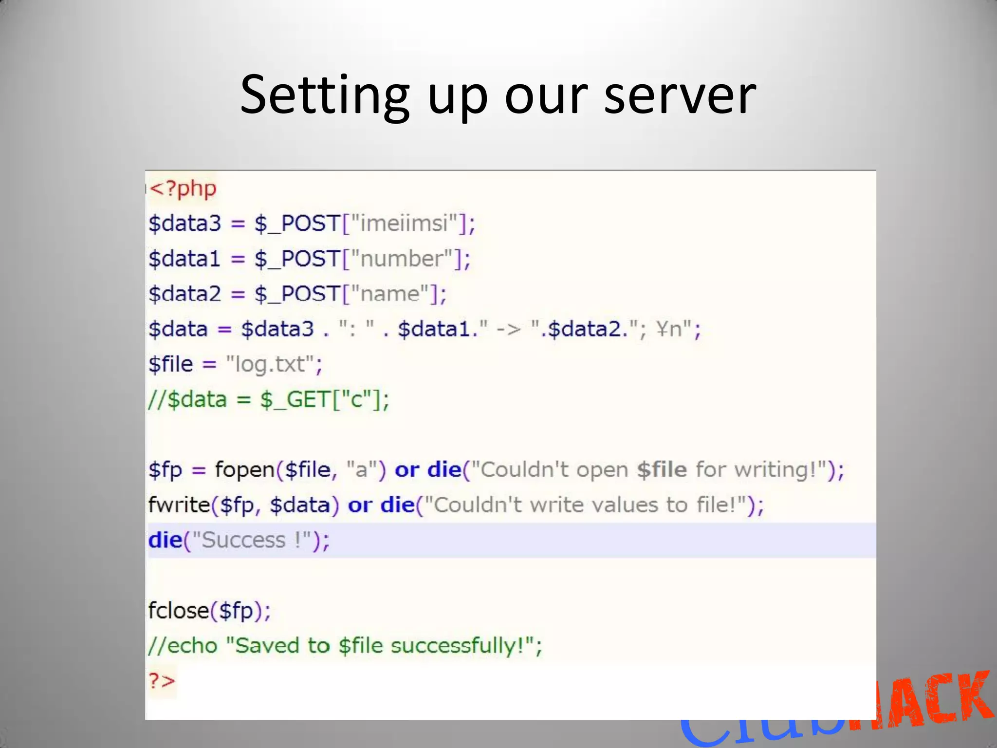 Setting up our server
 