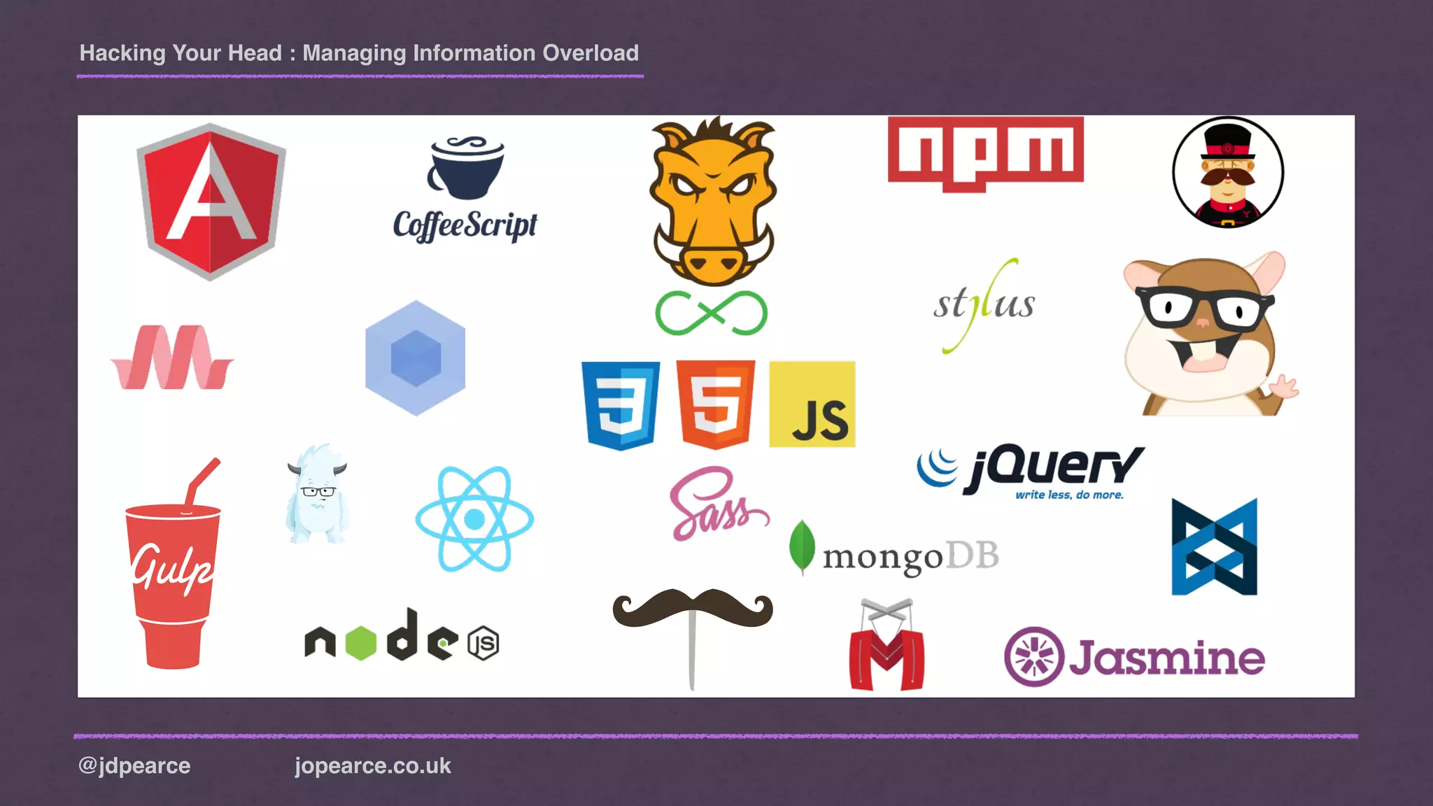 Hacking Your Head : Managing Information Overload
@jdpearce jopearce.co.uk
 