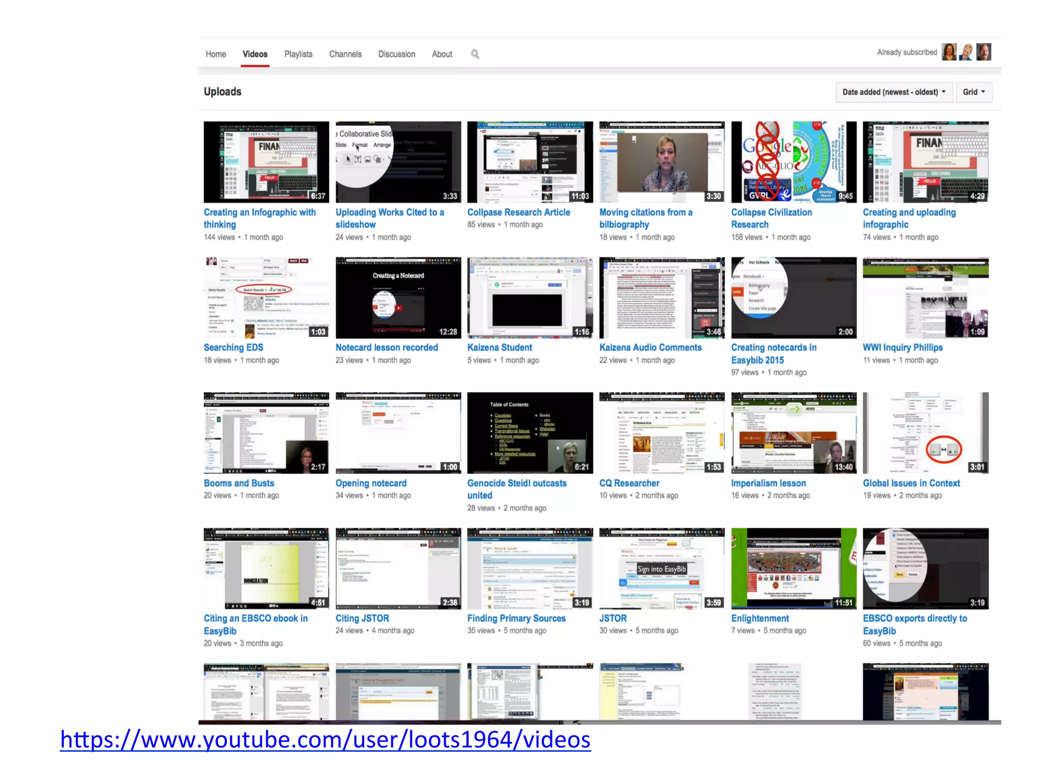video
h#ps://www.youtube.com/user/loots1964/videos	
  
 