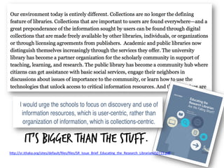 h#p://sr.ithaka.org/sites/default/ﬁles/ﬁles/SR_Issue_Brief_Educa4ng_the_Research_Librarian050715.pdf	
  
	
  
It’s bigger than the stuff.
 