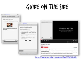 Guide on the side
h#ps://www.youtube.com/watch?v=55frLSbNO6U	
  
	
  
 