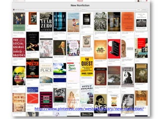 http://www.pinterest.com/westonhslibrary/new-nonfiction/
 