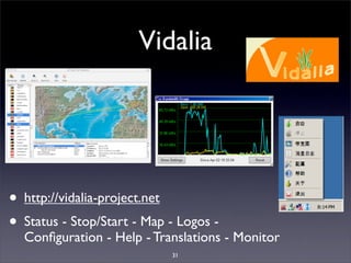 Vidalia




• http://vidalia-project.net
• Status - Stop/Start - Map - Logos -
  Conﬁguration - Help - Translations - Moni...