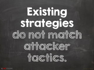 HACK.LU 2016NETSQUARE
Existing
strategies
do not match
attacker
tactics.
 