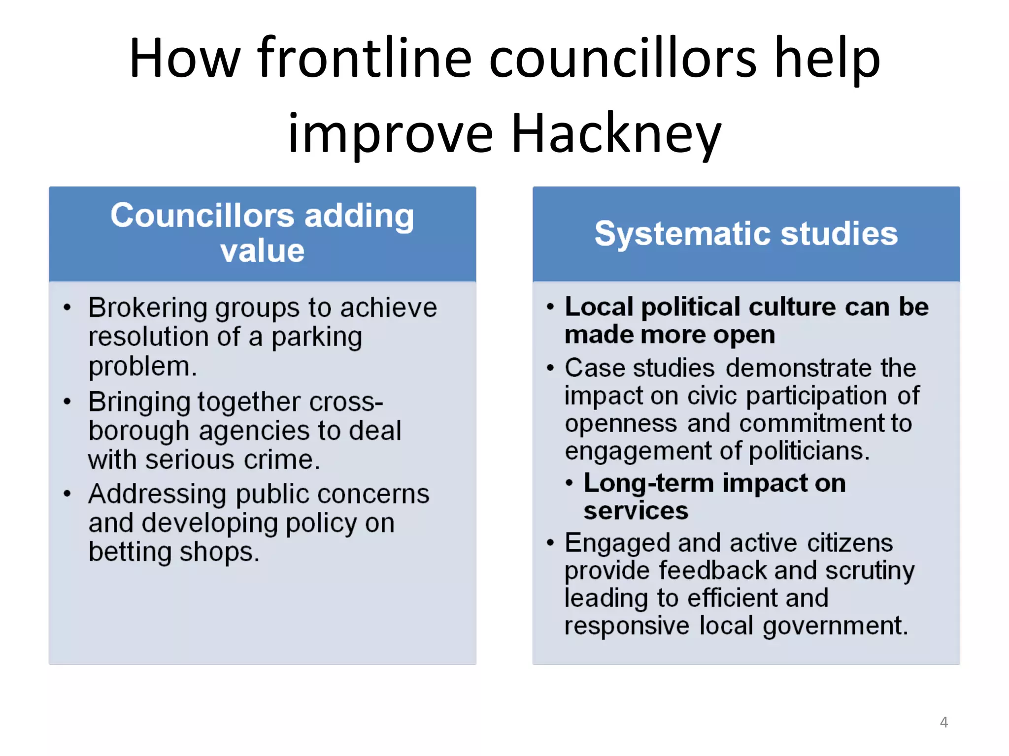 How frontline councillors help improve Hackney 