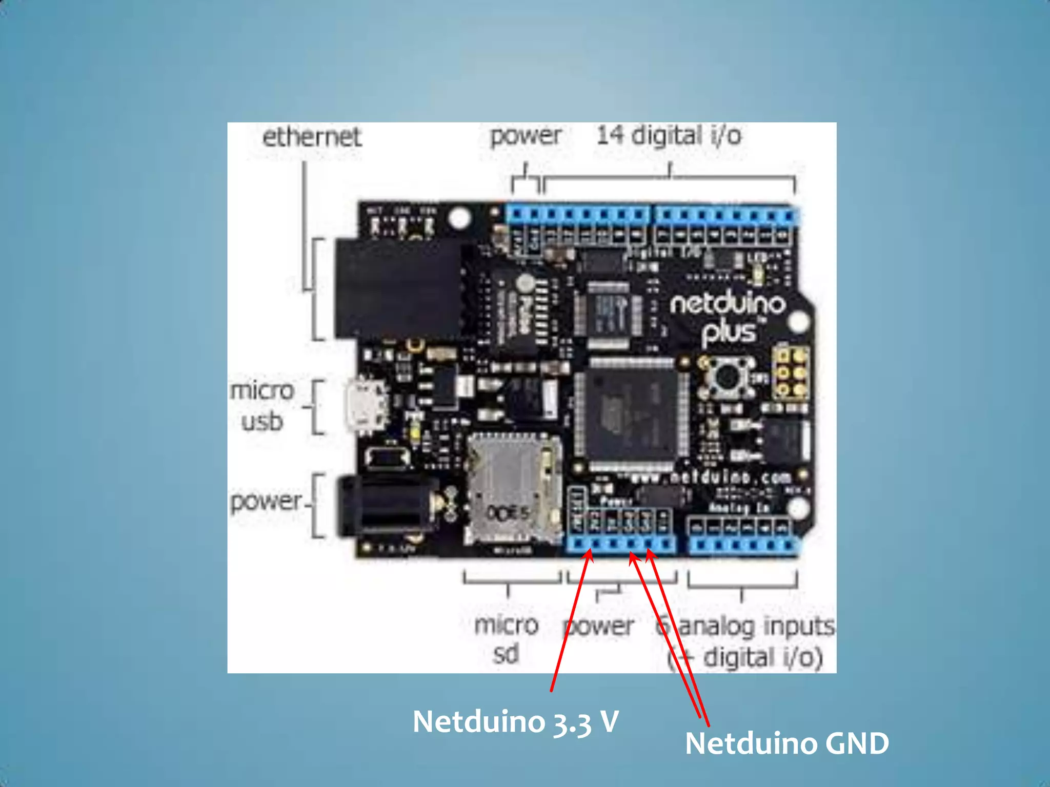 Netduino 3.3 V
                 Netduino GND
 