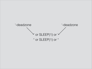 ‘ or SLEEP(1) or ‘
“ or SLEEP(1) or “
‘-deadzone ‘-deadzone
 