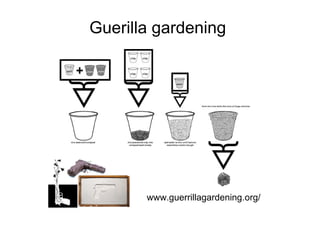 Guerilla gardening




       www.guerrillagardening.org/
 
