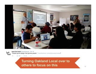 Turning Oakland Local over to
others to focus on this 12