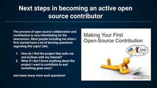 Next steps in becoming an active open
source contributor
Don’t worry! Becoming an open source contributor is not only abou...