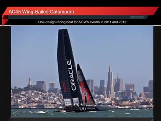 AC45 Wing-Sailed Catamaran

           One-design racing boat for ACWS events in 2011 and 2012
 