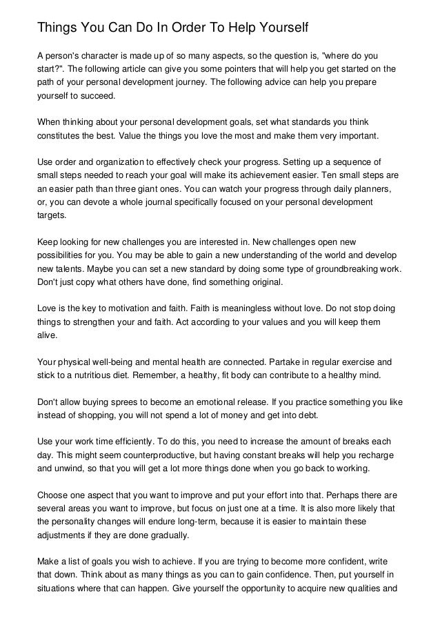 Things You Can Do In Order To Help Yourself