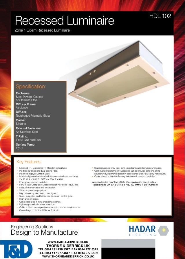 hadar hazardous area lighting hdl102 recessed zone 1