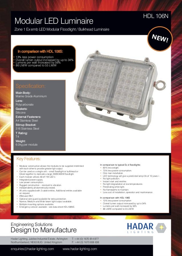 hadar hazardous area lighting hdl106 n datasheet