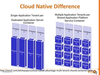 Cloud Native Difference
http://wso2.com/whitepapers/cloud-native-advantage-multi-tenant-shared-container-paas
 