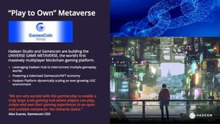 Hadean's $30M Series A pitch deck for Web3 metaverse infrastructure