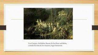 Los Campos Asfódelos, llanura de las flores asfódelas,
comida favorita de los muertos, lugar fantasmal.
 