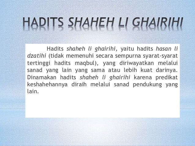 Contoh Hadis Shahih Li Dzatih - Nusagates