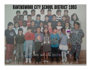 Ravenswood city school district 1993
That’s me
(Mom, what is this outfit?)
I entered RCSD as a student in 1993. 18 years later, I became an employee.
 