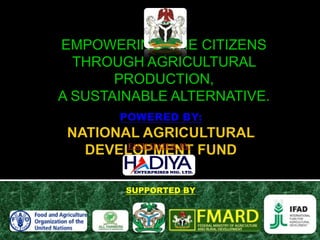 EMPOWERING THE CITIZENS
THROUGH AGRICULTURAL
PRODUCTION,
A SUSTAINABLE ALTERNATIVE.
SUPPORTED BY
 