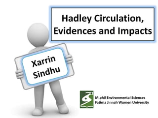 Hadley Circulation,
Evidences and Impacts
M.phil Environmental Sciences
Fatima Jinnah Women University
 