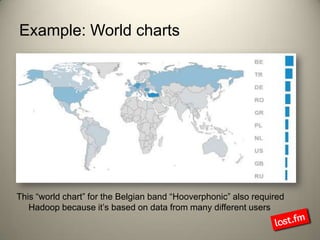 Example: World charts<br />This “world chart” for the Belgian band “Hooverphonic” also required Hadoop because it’s based ...