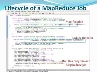Lifecycle of a MapReduce Job
Map function
Reduce function
Run this program as a
MapReduce job
 