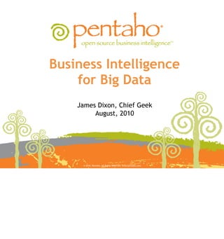 Business Intelligence
    for Big Data
    James Dixon, Chief Geek
         August, 2010




     © 2010, Pentaho. All Rights Reserved. www.pentaho.com.
 