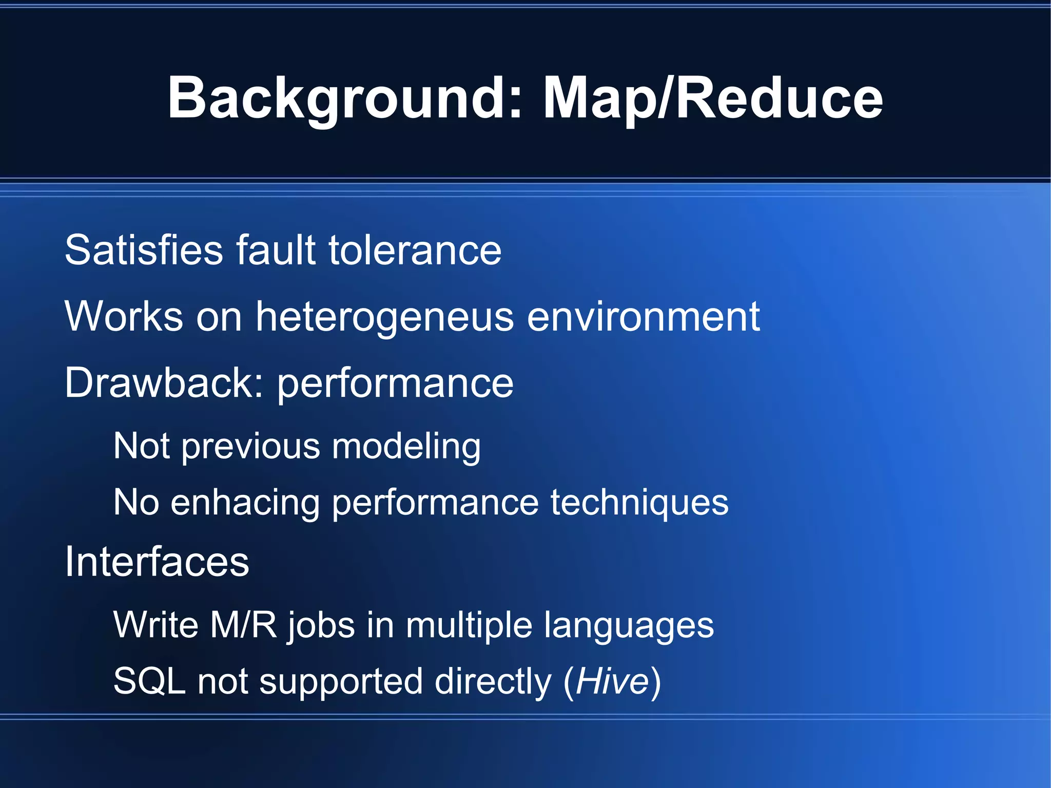 Approachs: Parallel databases 