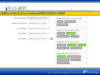 ホスト選択
追加NameNodeとJournalNodeを実行させるホストを選択
 