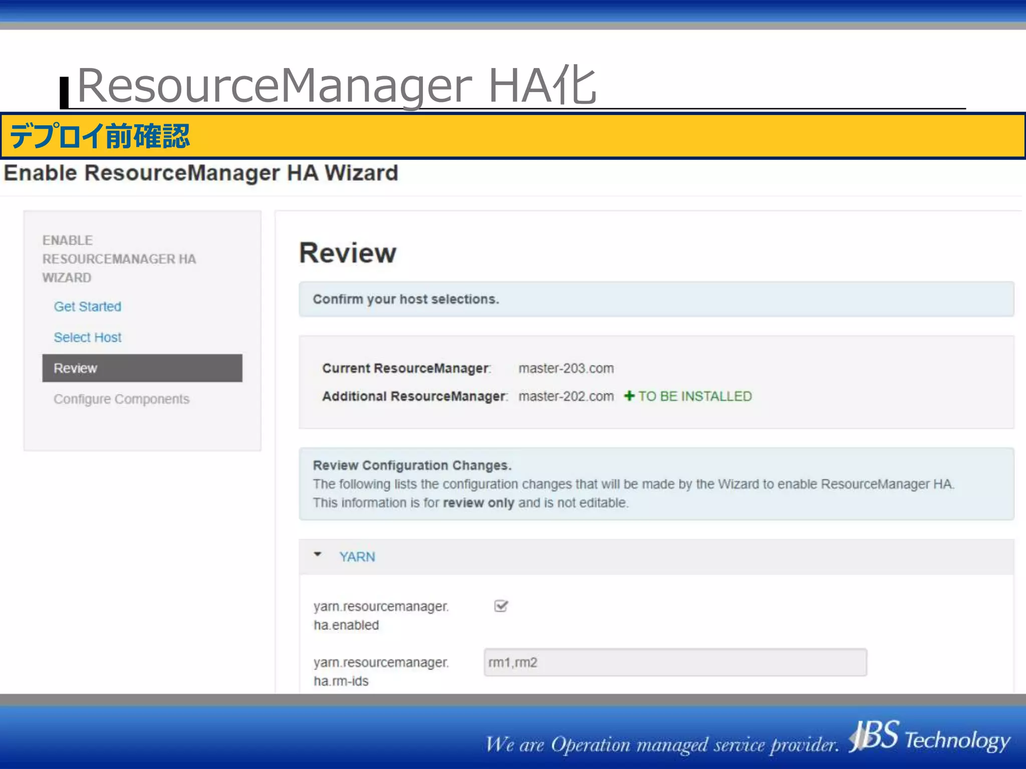 ResourceManager HA化
デプロイ前確認
 
