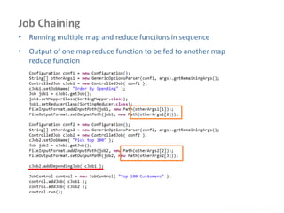 Job Chaining
www.enablecloud.com
• Running multiple map and reduce functions in sequence
• Output of one map reduce function to be fed to another map
reduce function
 