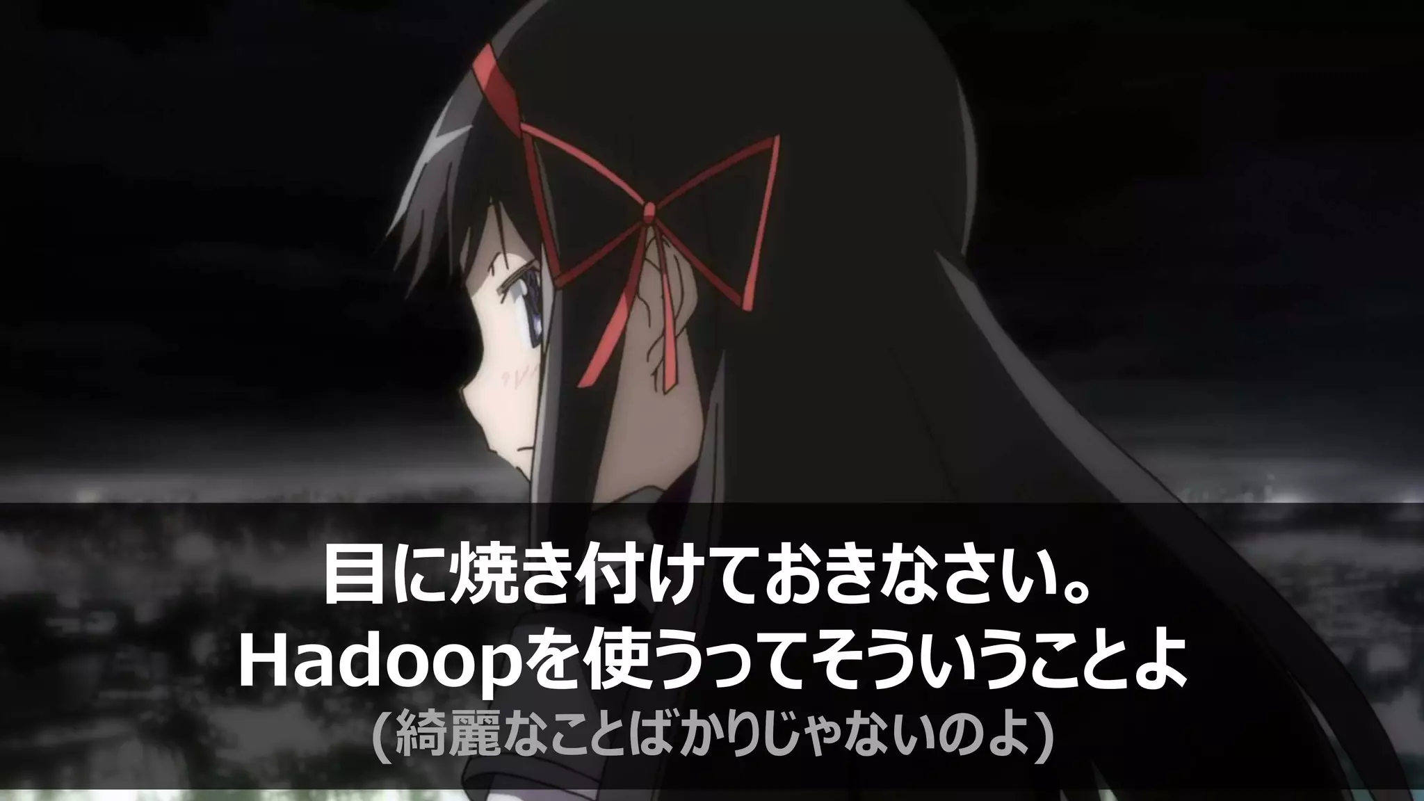 目に焼き付けておきなさい。
Hadoopを使うってそういうことよ
(綺麗なことばかりじゃないのよ)
 