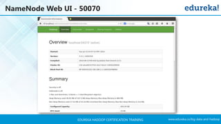 www.edureka.co/big-data-and-hadoopEDUREKA HADOOP CERTIFICATION TRAINING
NameNode Web UI - 50070
 