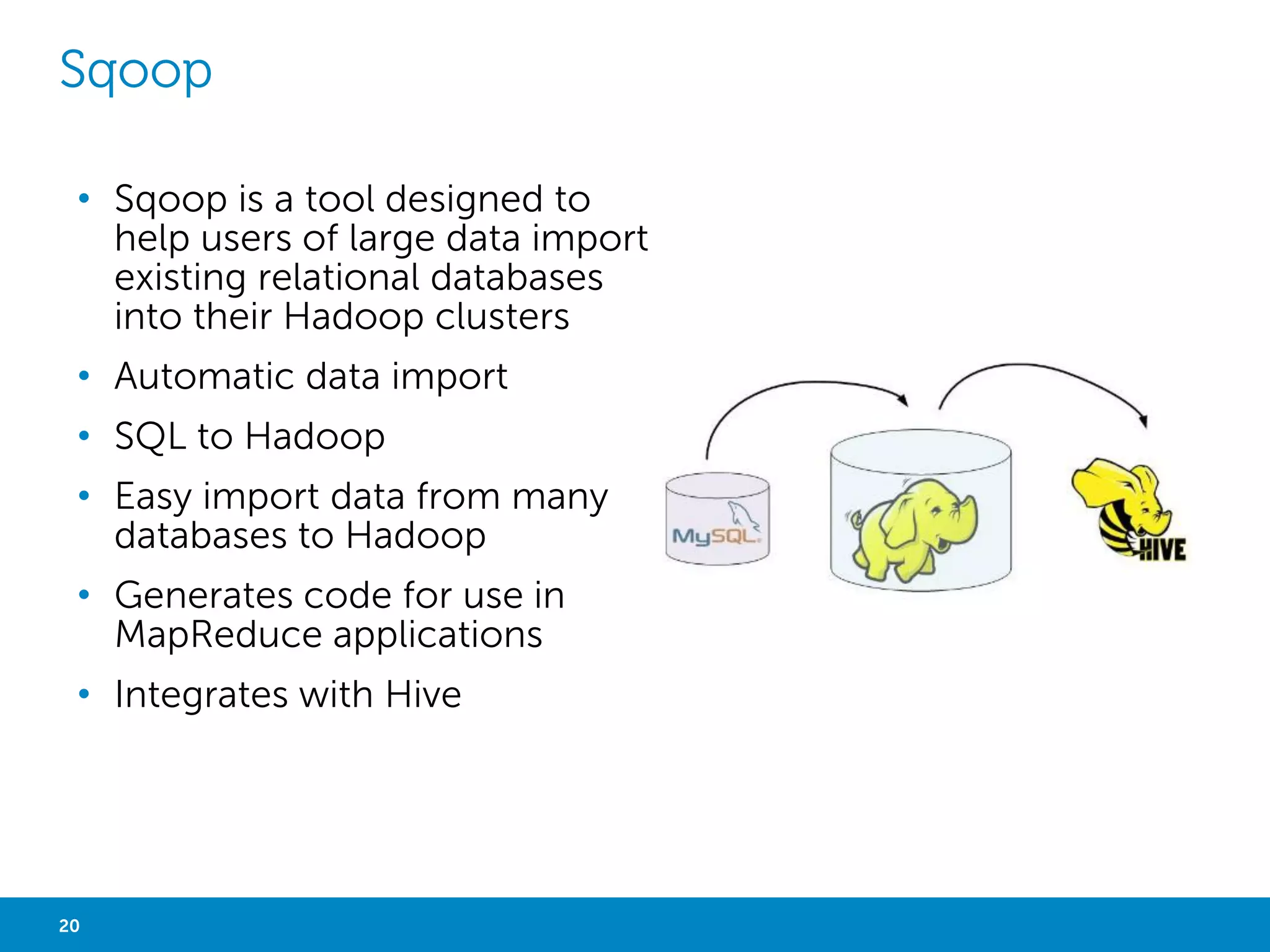 HADOOP COMMON 
• Hadoop Common is a set of utilities that 
support the Hadoop subprojects. 
• Hadoop Common includes Filesystem, RPC, 
and Serialization libraries. 
20 Big Data Analytics with Hadoop 
 