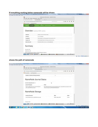 If everything working below namenode will be shown
shows the path of namenode
 