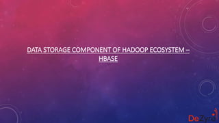 DATA STORAGE COMPONENT OF HADOOP ECOSYSTEM –
HBASE
 