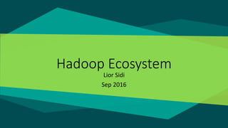 Hadoop Ecosystem
Lior Sidi
Sep 2016
 